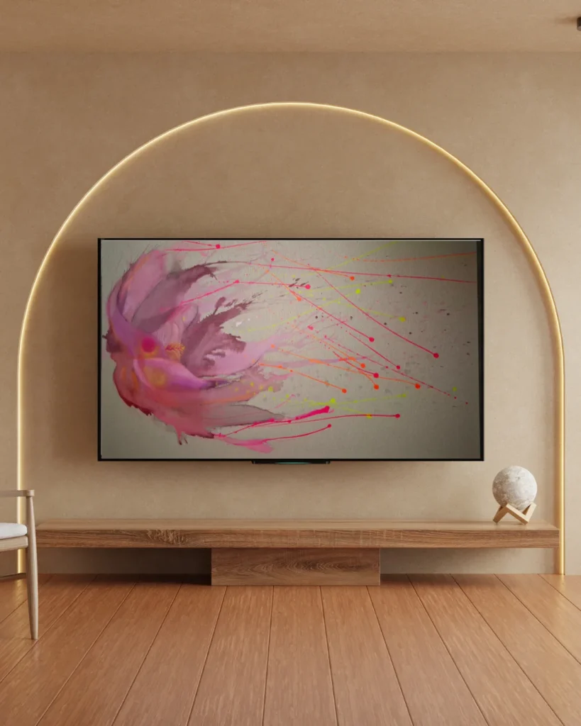 Seelenbild in Rosa in einer Rundbogen-Nische
